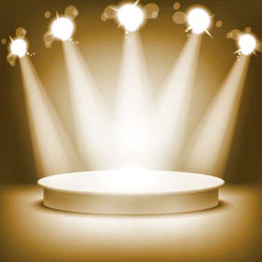 Boş raf altın Sergisi yuvarlak 3d. Eps10. podyum 