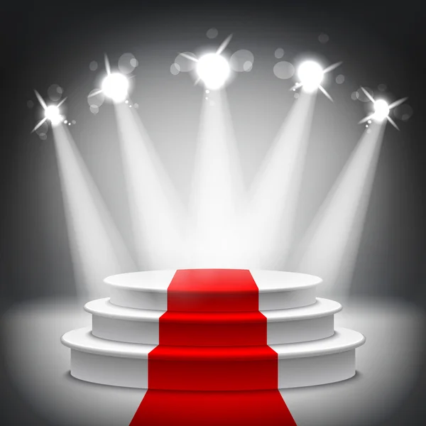 Sahne Podyum kırmızı halı ödül töreni vektör aydınlatılmış — Stok Vektör