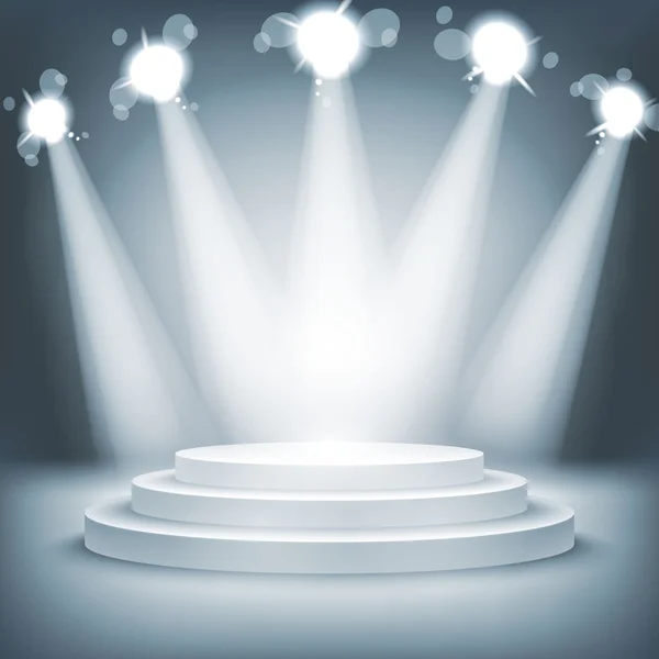 Illuminated stage podium award ceremony vector illustration — Stock Vector