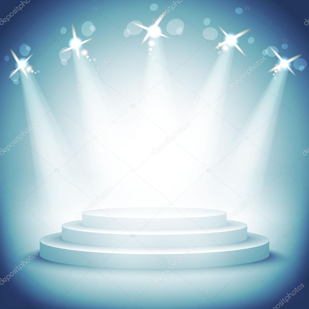 Illuminated stage podium award ceremony vector illustration