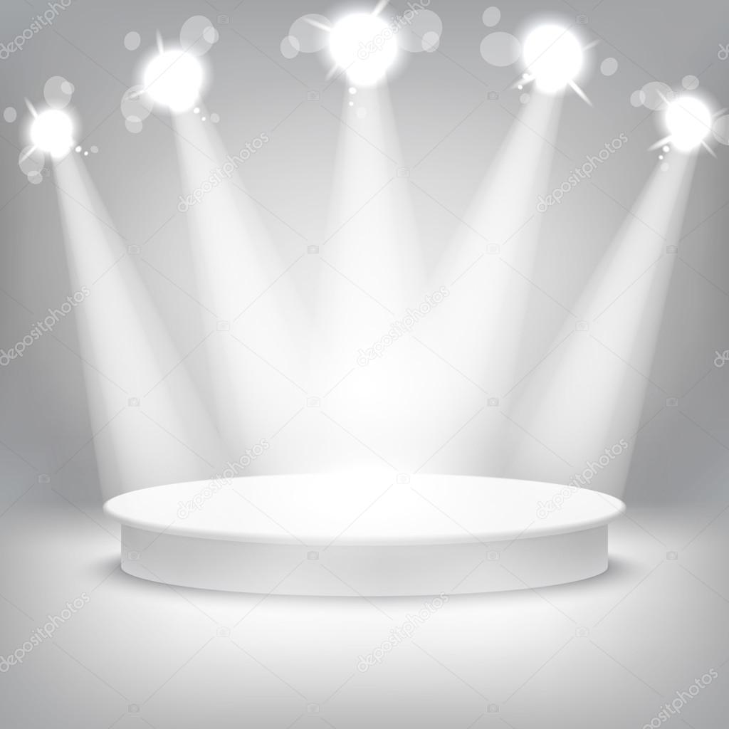 Studio with a podium and spotlights vector grey show light