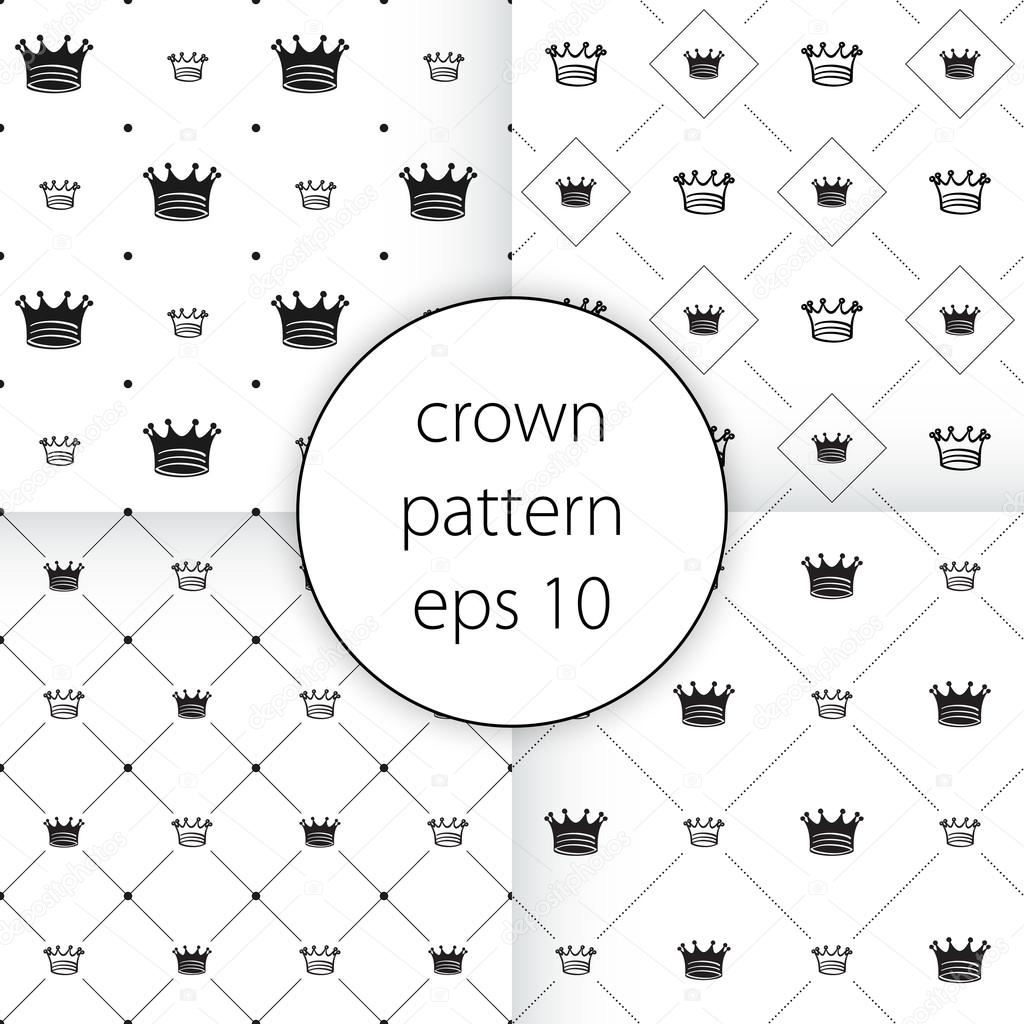 Crown vector icons set seamless  pattern art 