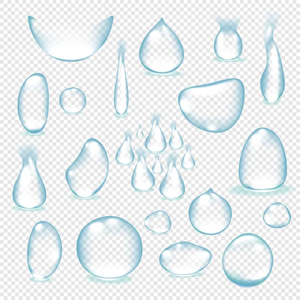 Puro agua clara gotas realista conjunto ilustración vectorial aislado — Archivo Imágenes Vectoriales