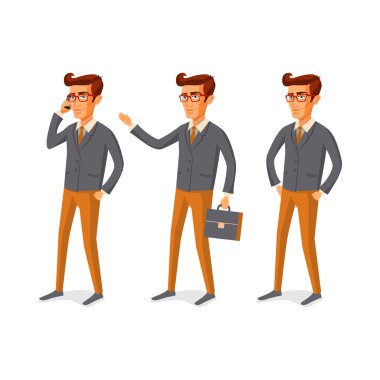 çizgi film illüstrasyon yakışıklı genç sakallı