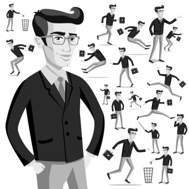 düz web Infographic vektör gri adamlar işadamları