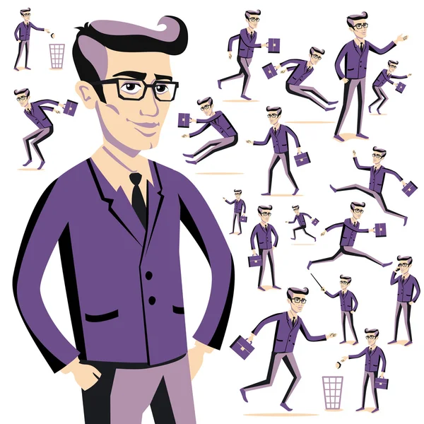 Plano personas iconos situaciones web infografía vector conjunto Hombres estilo de vida — Archivo Imágenes Vectoriales