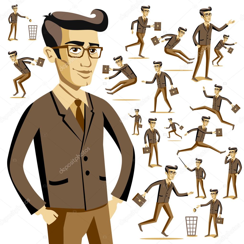 Flat people icons situations web infographic vector set Men lifestyle