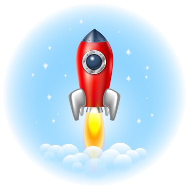 Roket simge alanı, vektör, illüstrasyon, yangın, sembol, alev, çizgi film,