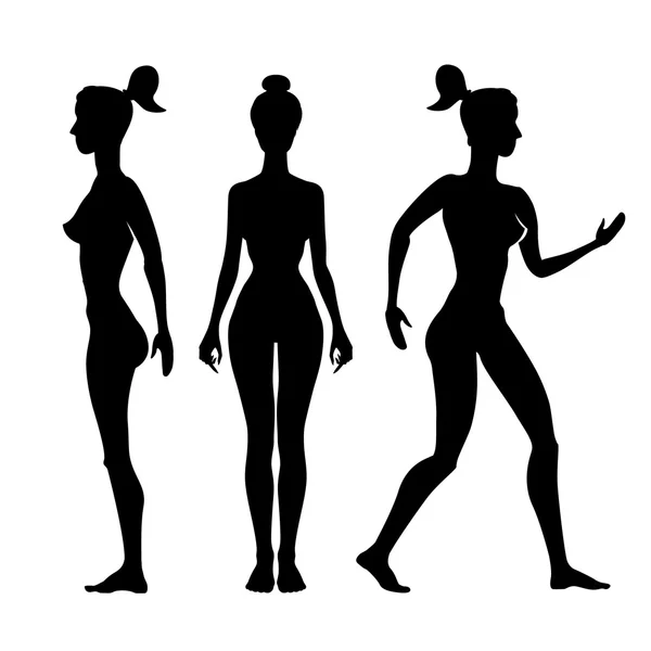 Silhouette vectorielle femme sur fond blanc . — Image vectorielle