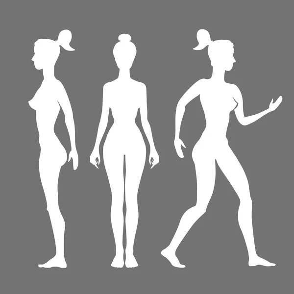 Vettoriale donna silhouette su sfondo bianco . — Vettoriale Stock
