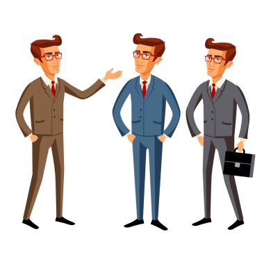 gülümseyen iş adamı baş gösterir. vektör çizim.