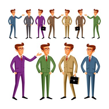 gülümseyen iş adamı baş gösterir. vektör çizim.