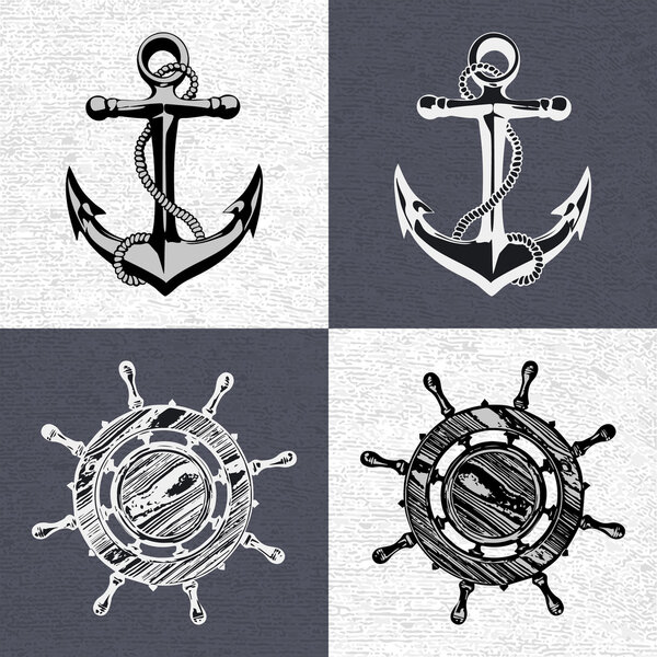 anchor wheel illustration vector art