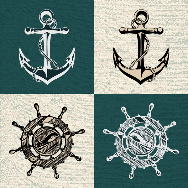 anchor wheel illustration vector art