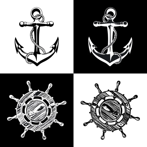 Anchor ruota illustrazione arte vettoriale — Vettoriale Stock