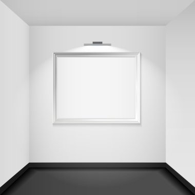 Vektör çizim Galeri oda iç boş resim çerçevesi ışıklı