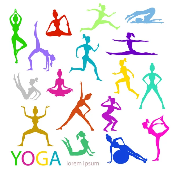 Illustrazione vettoriale di Yoga posa silhouette donna — Vettoriale Stock