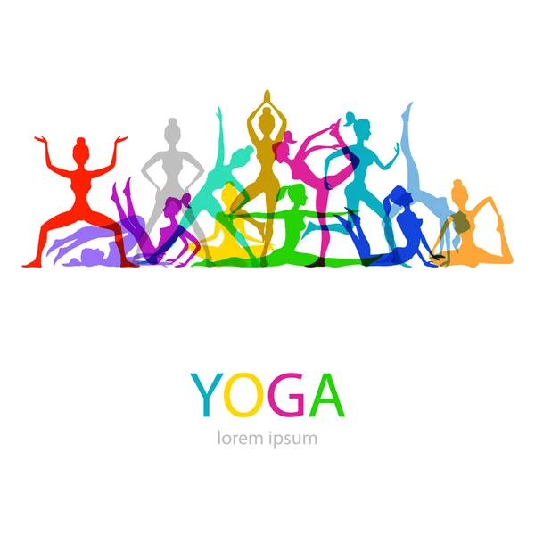 Ilustração vetorial de Yoga coloca silhueta mulher —  Vetores de Stock
