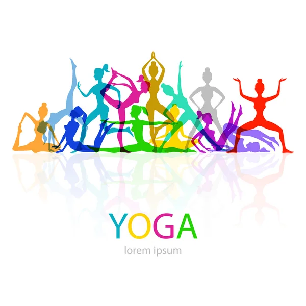 Illustrazione vettoriale di Yoga posa silhouette donna — Vettoriale Stock