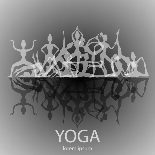 Yoga Posen Silhouetten Vektor, Körper, Pose, weiblich, — Stockvektor