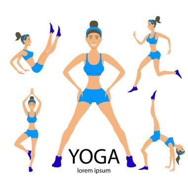 Vektör yoga kadınlar kroki asana kız egzersizler sağlıklı yaşam ayarla