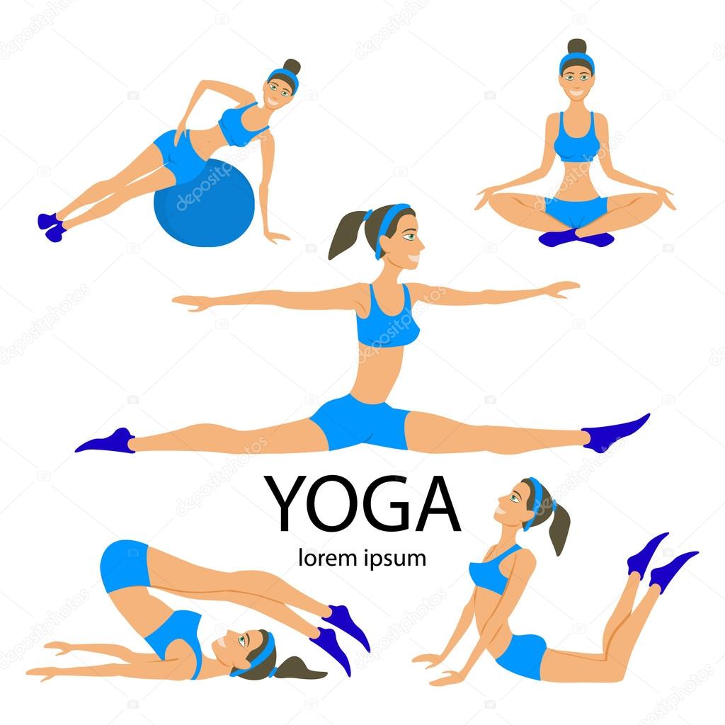 Vector yoga set Women Sketch asana Girl exercises Healthy lifestyle Stock  Vector by ©romanchik.ruslan@gmail.com 73541577