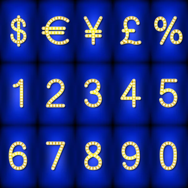 Dígitos dorados y colección de símbolos - moneda eps10 — Vector de stock