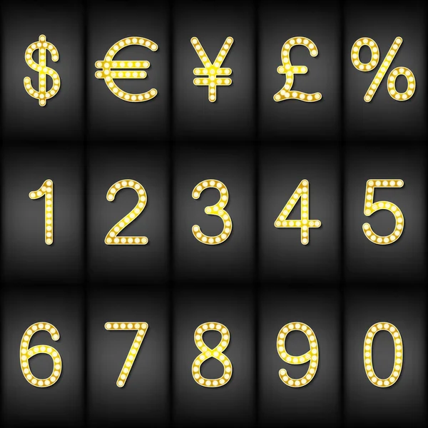 Dígitos dorados y colección de símbolos - moneda eps10 — Archivo Imágenes Vectoriales