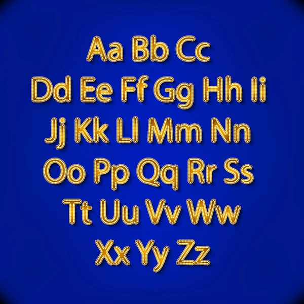 Ретро Лайтбульбашковий алфавіт Гламурний театральний алфавіт. Векторні ілюстрації . — стоковий вектор