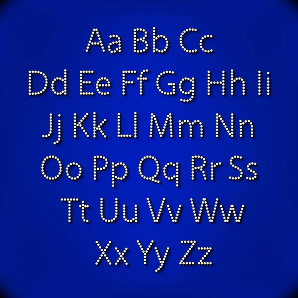 Ретро Лайтбульбашковий алфавіт Гламурний театральний алфавіт. Векторні ілюстрації . — стоковий вектор