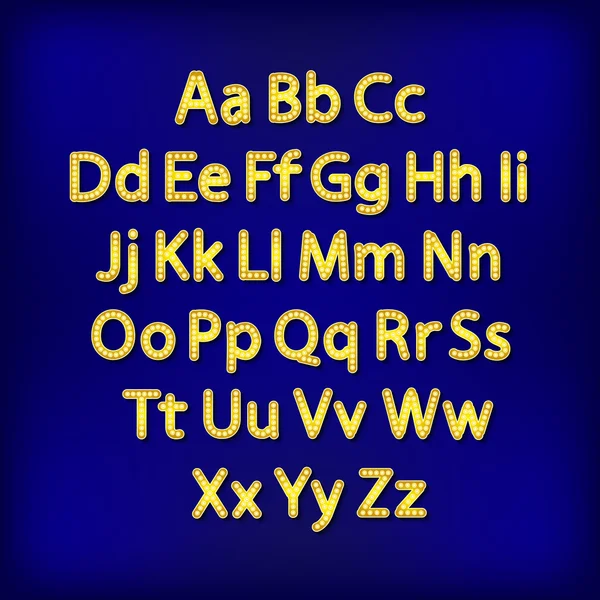 Retro Lightbulb Alphabet Glamorous showtime theatre alphabet. Vector illustration. — Stock Vector
