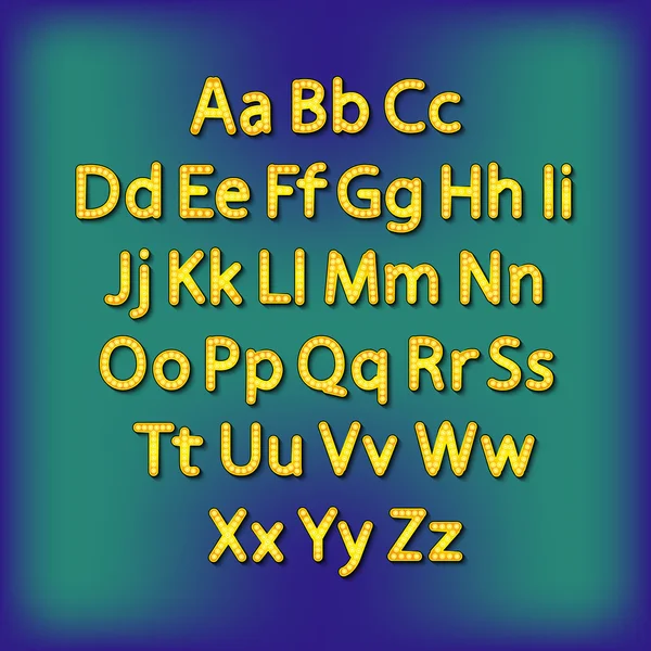 Ретро Лайтбульбашковий алфавіт Гламурний театральний алфавіт. Векторні ілюстрації . — стоковий вектор