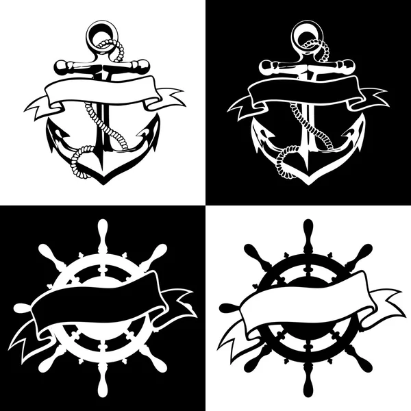 Anchor icon vector, tattoo, logo, grunge, design, floral, hand, — Stock Vector