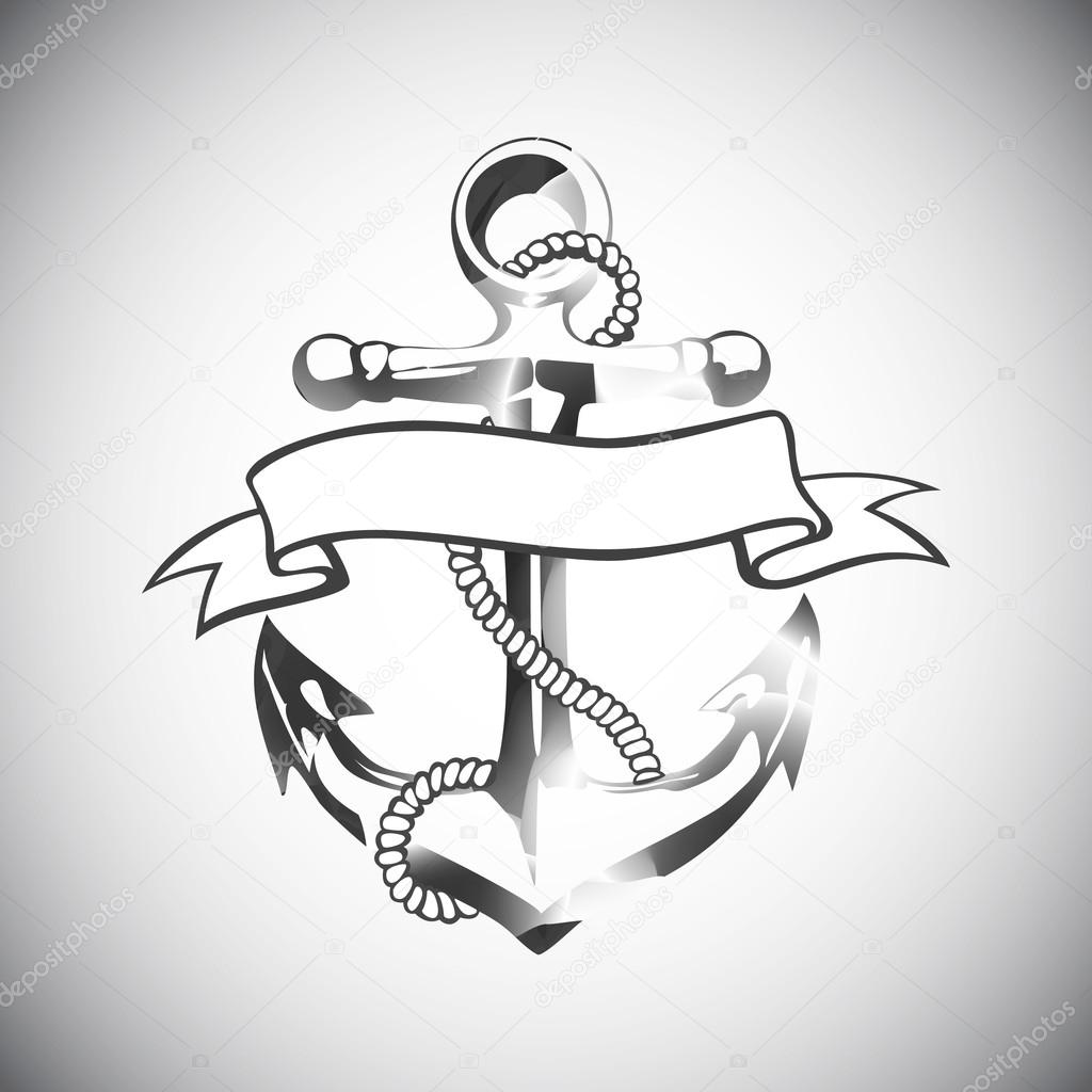 Anchor icon vector tattoo logo grunge design floral hand  art