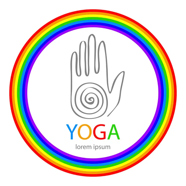 Vektor Yoga Illustration im Zentangle Stil. Hand als Emblem — Stockvektor