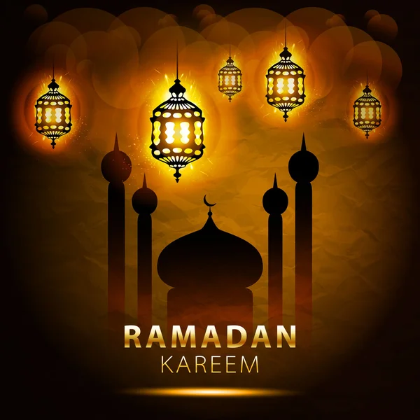 Linterna tradicional Ramadán Kareem arte hermoso — Archivo Imágenes Vectoriales