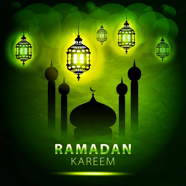 Felinar tradițional Ramadan Kareem artă frumoasă — Vector de stoc