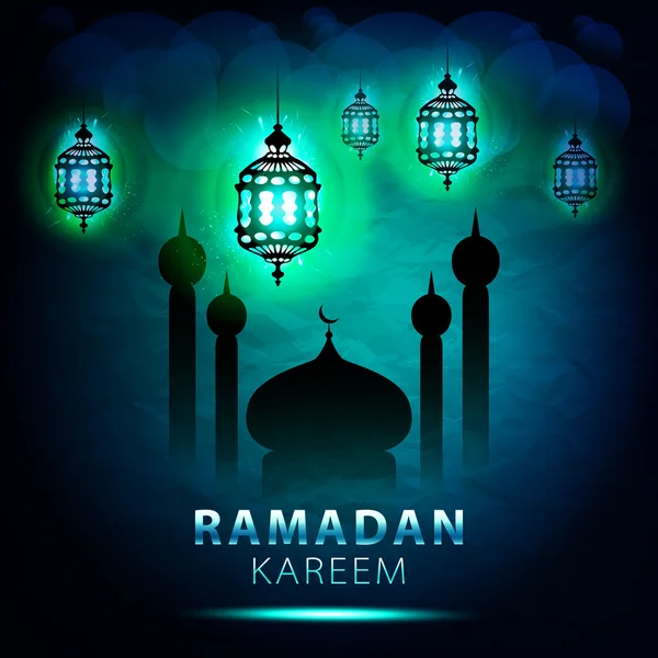 Traditional lantern Ramadan Kareem art beautiful — Stock Vector