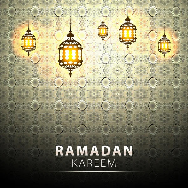 Linterna tradicional Ramadán Kareem arte hermoso — Archivo Imágenes Vectoriales