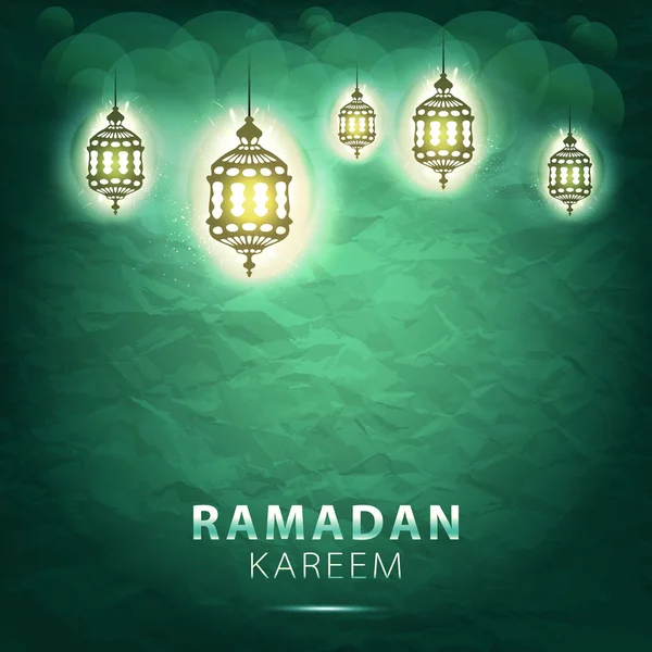 Traditional lantern Ramadan Kareem art beautiful — Stock Vector