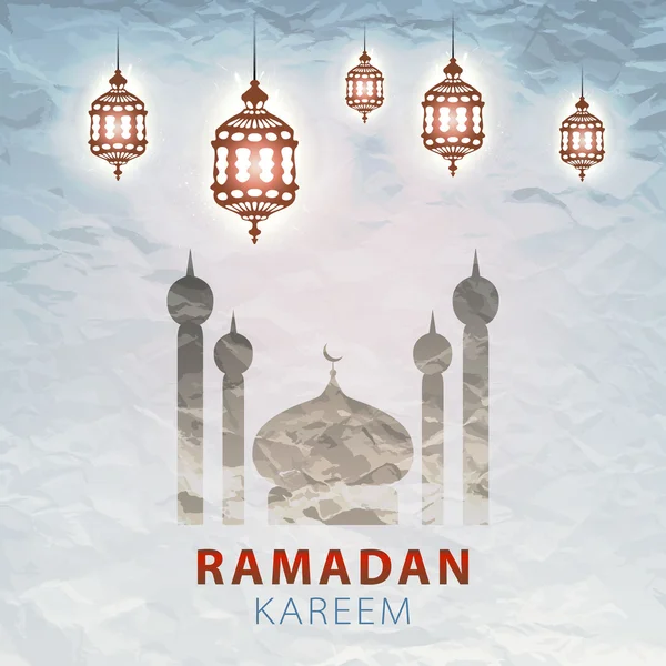 Felinar tradițional Ramadan Kareem artă frumoasă — Vector de stoc