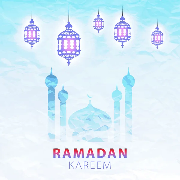 Traditional lantern Ramadan Kareem art beautiful — Stock Vector