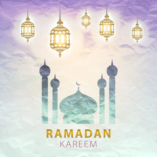 Lanterna tradizionale Ramadan Kareem arte bella — Vettoriale Stock