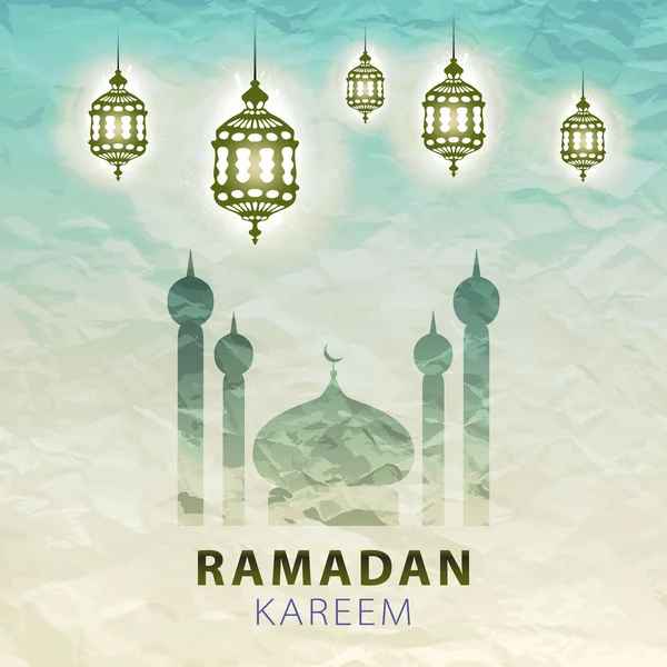 Lanterna tradizionale Ramadan Kareem arte bella — Vettoriale Stock