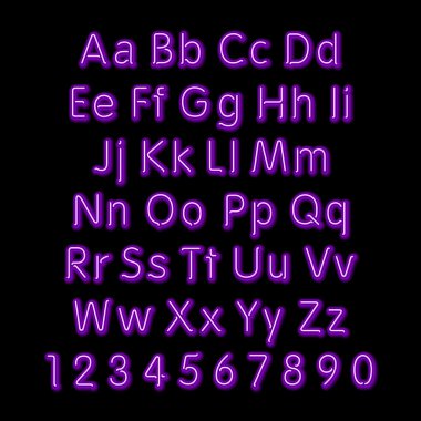 Neon glow alphabet. Vector. design, party, retro, 3d, art, font,