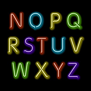 Neon glow alphabet. Vector. design, party, retro, 3d, art, font,