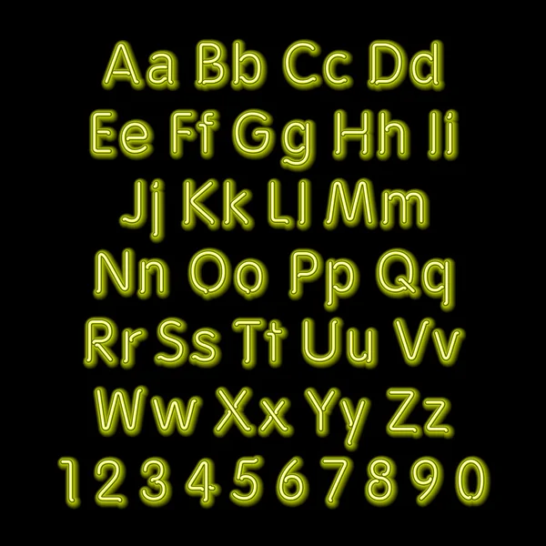 Neon glow alphabet. Vector. design, party, retro, 3d, art, font, — Stok Vektör