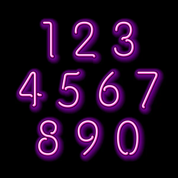 Figur numerik dalam warna neon berkilau - Stok Vektor