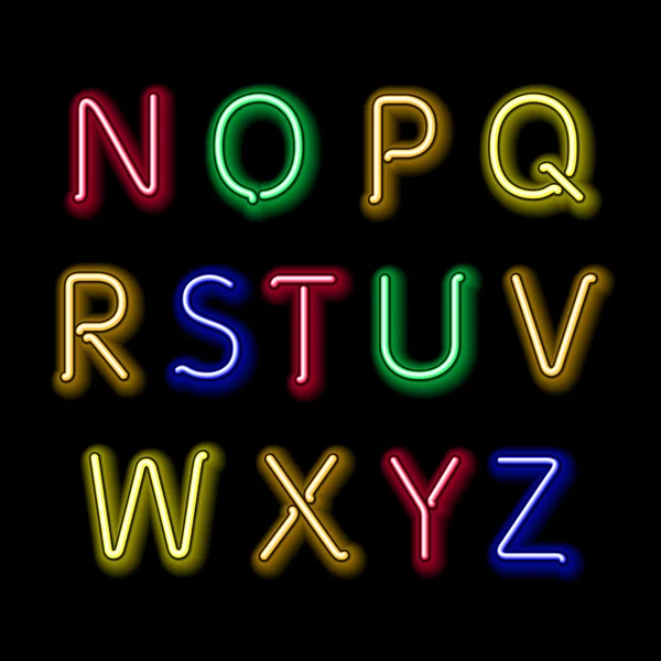 Neon glow alphabet. Vector design party retro 3d neon font, — 图库矢量图片