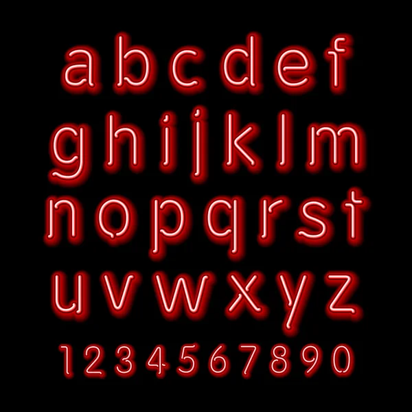 Neon glow alphabet. Vector design party retro 3d neon font, — Stock Vector